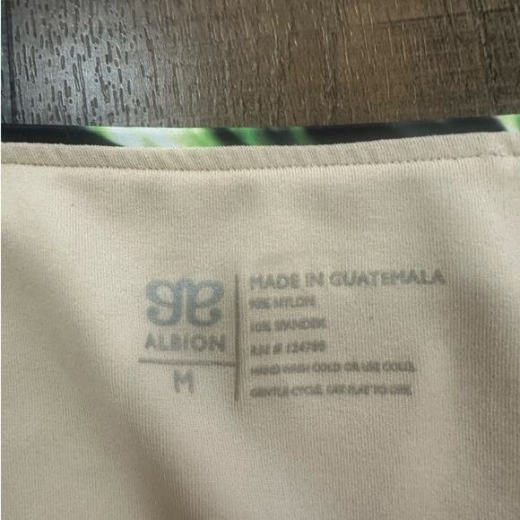 Albion Fit Izabal High Waisted Bikini Bottoms Pink Green Tropical Leaf Size Med - Picture 3 of 5